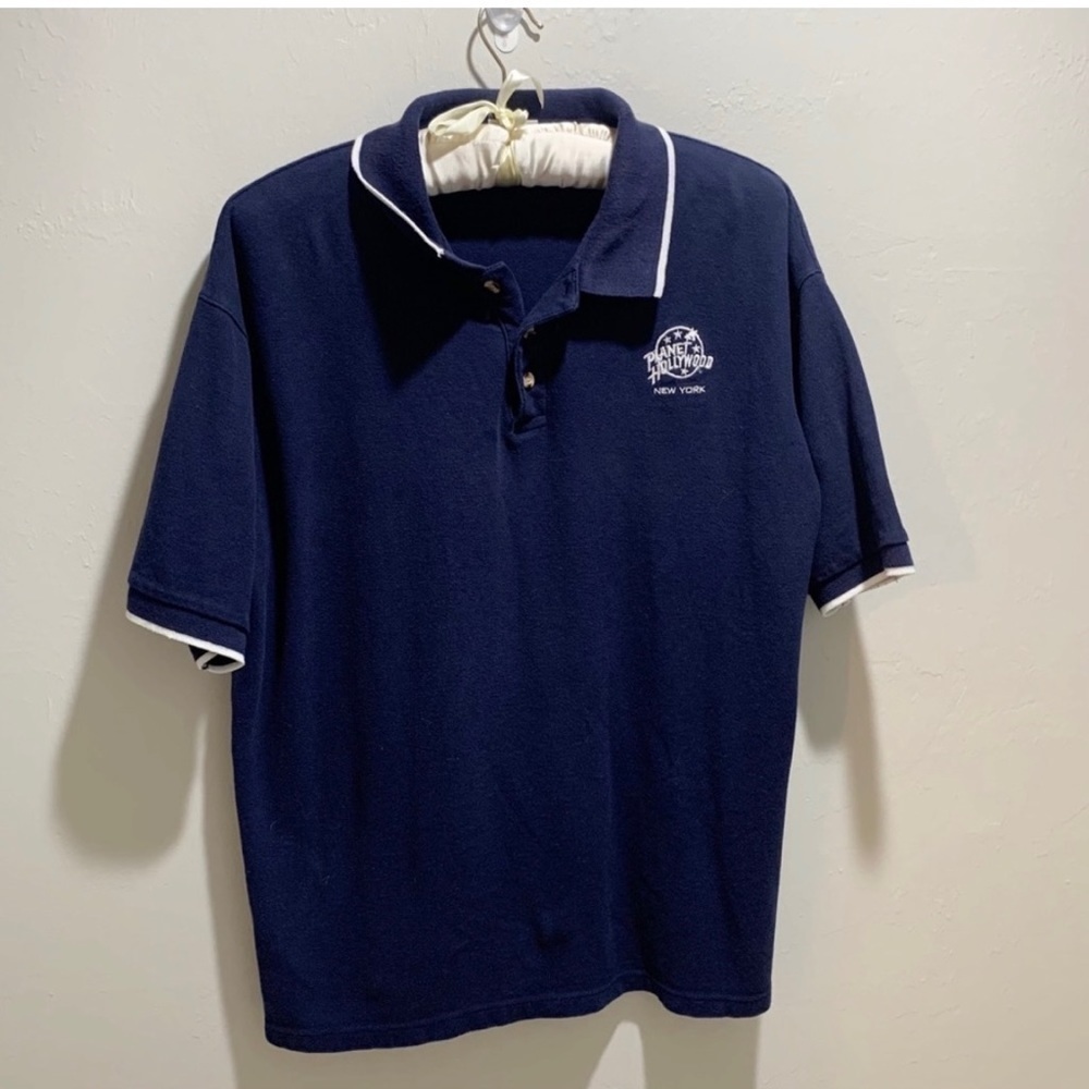 Vintage 90s Planet Hollywood Cotton Shirt Polo 1998 VTG New York Size XL